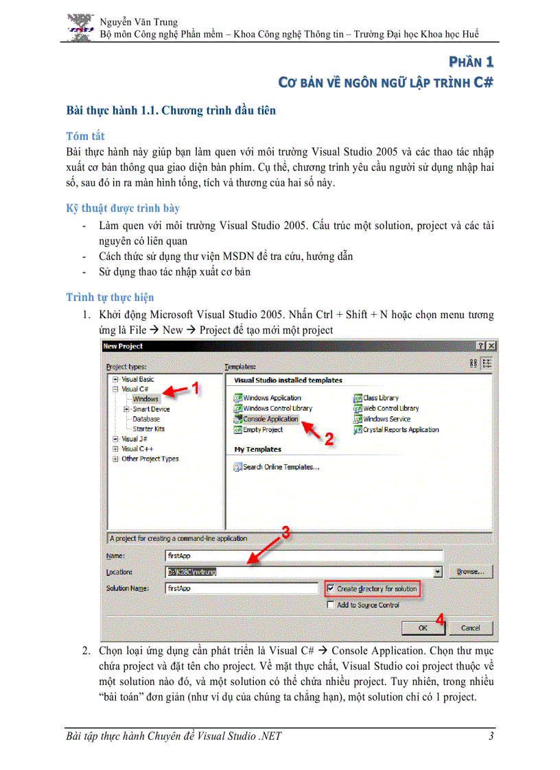 Bài tập thực hành Visual Studio NET