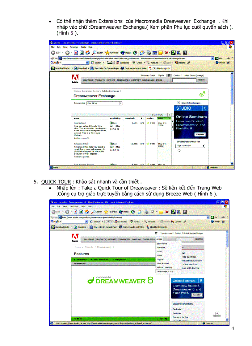 image for page Start page Dreamweaver 8