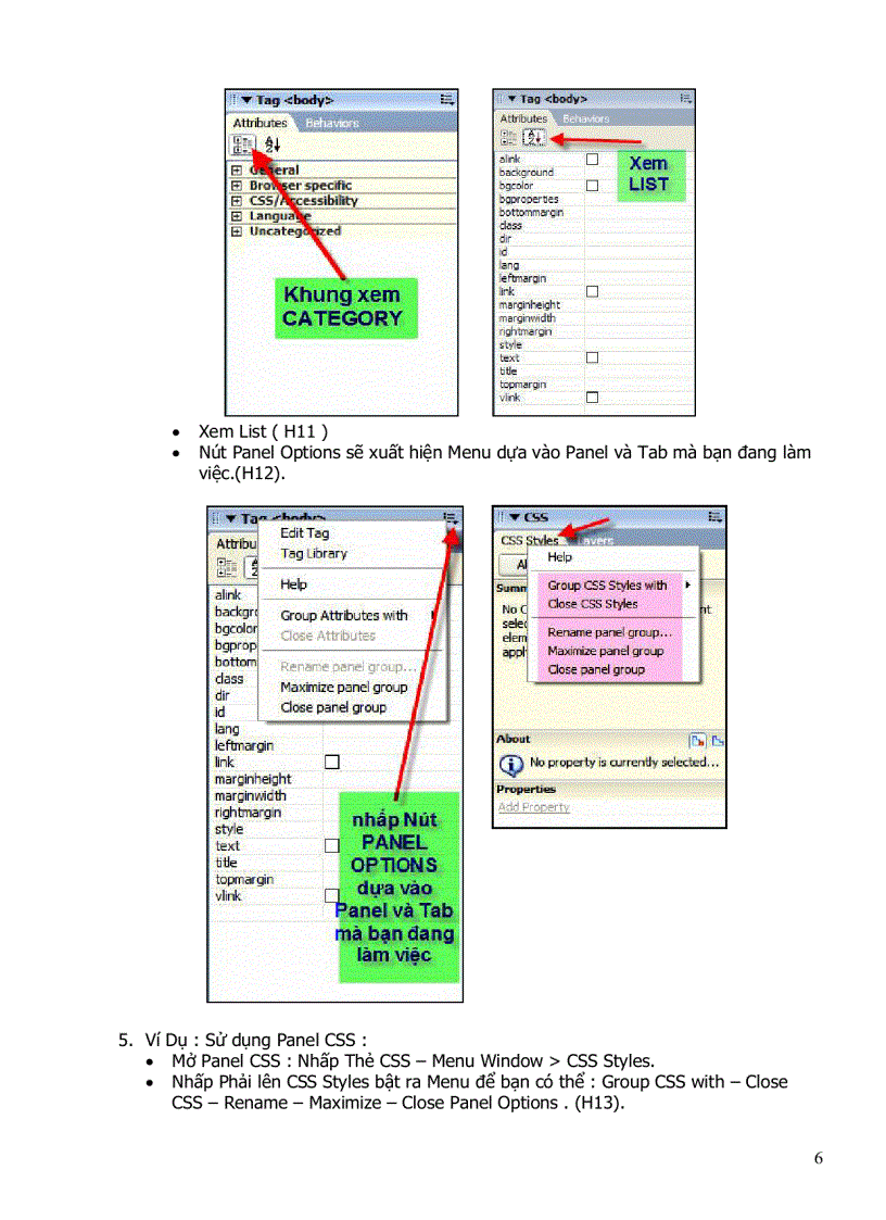 image for page Dreamweaver 8 status bar property inspector panel