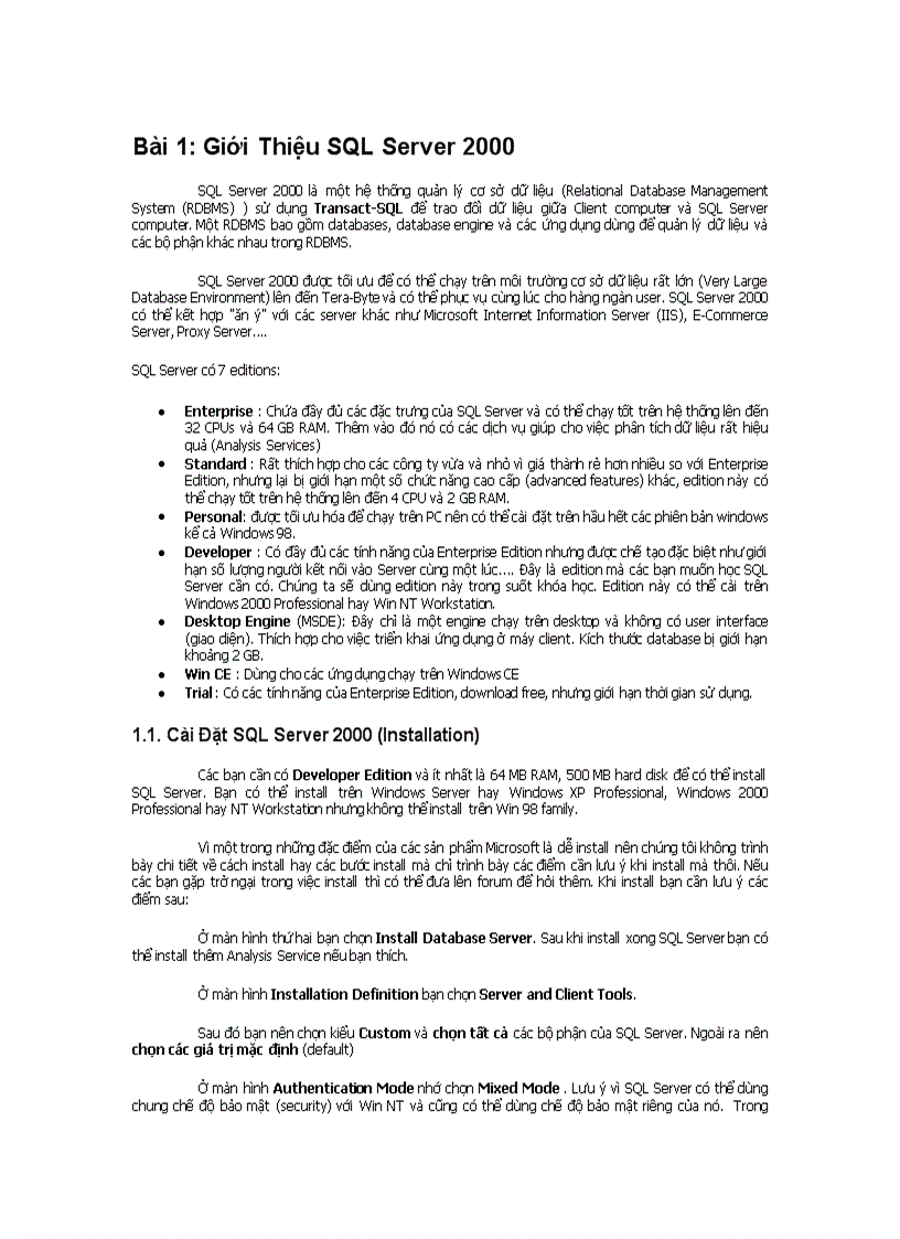 image for page Giáo trình SQL Server 2000 Tiếng việt