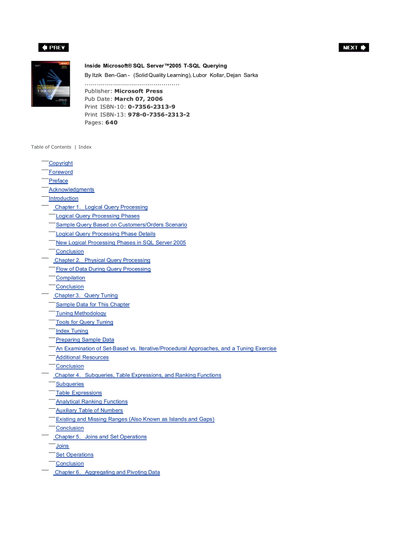 image for page Inside Microsoft SQL Server 2005 T SQL Querying
