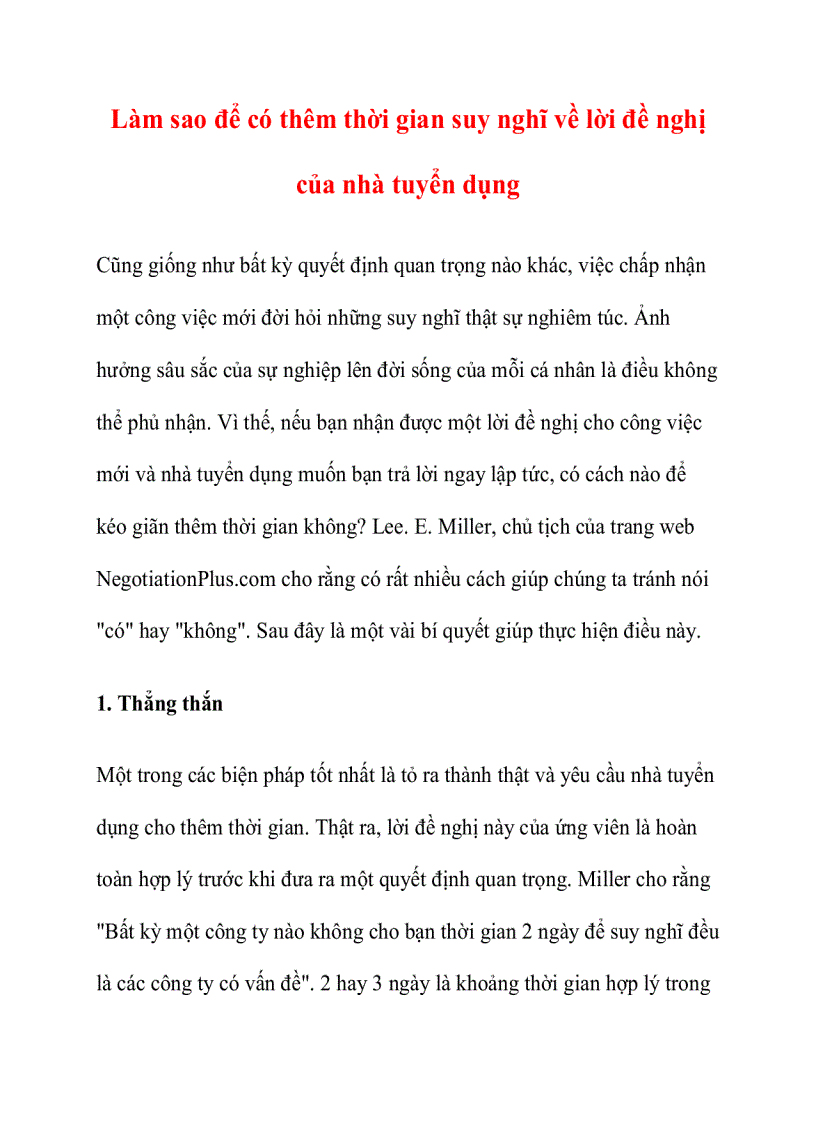 image for page Làm sao để có thêm thời gian suy nghĩ về lời đề nghị của nhà tuyển dụng