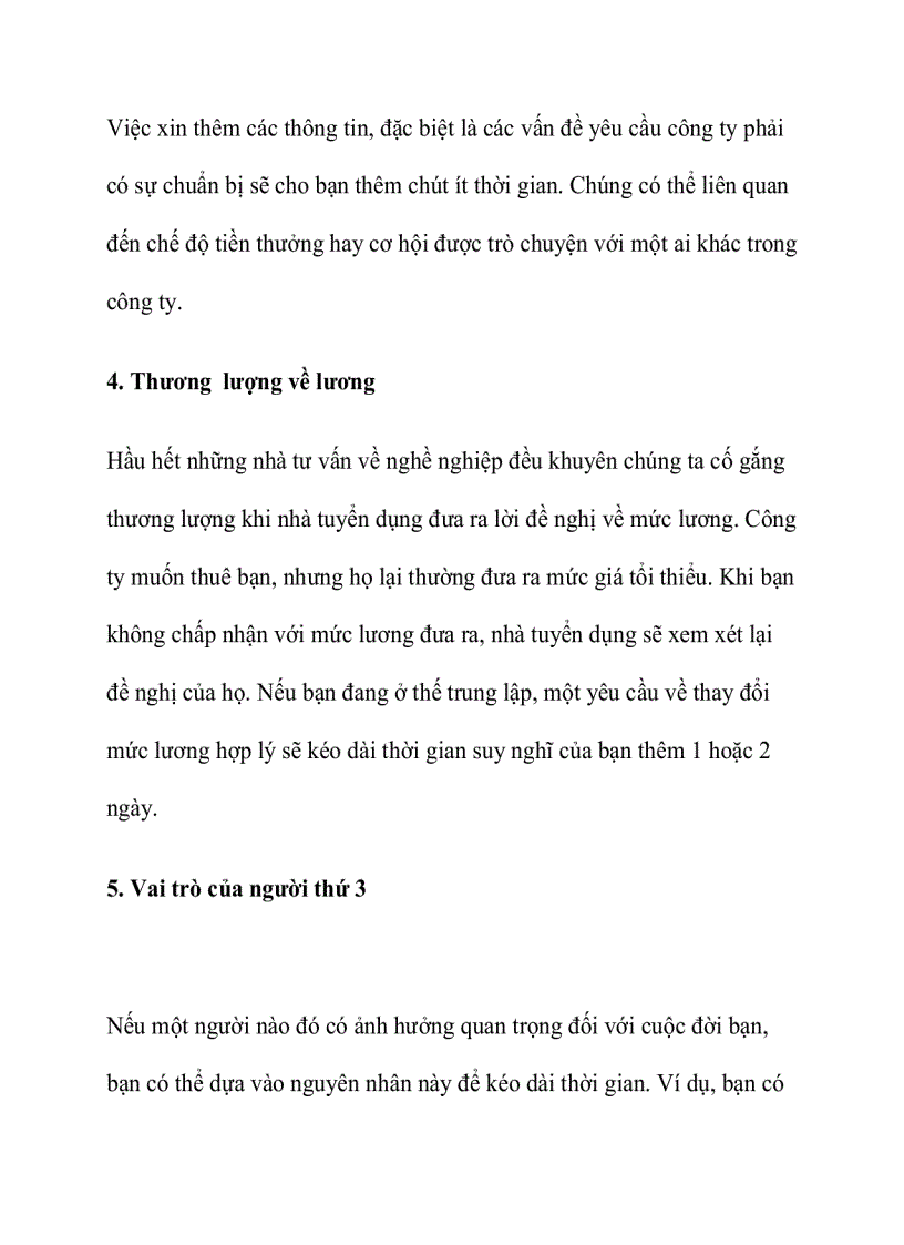 image for page Làm sao để có thêm thời gian suy nghĩ về lời đề nghị của nhà tuyển dụng