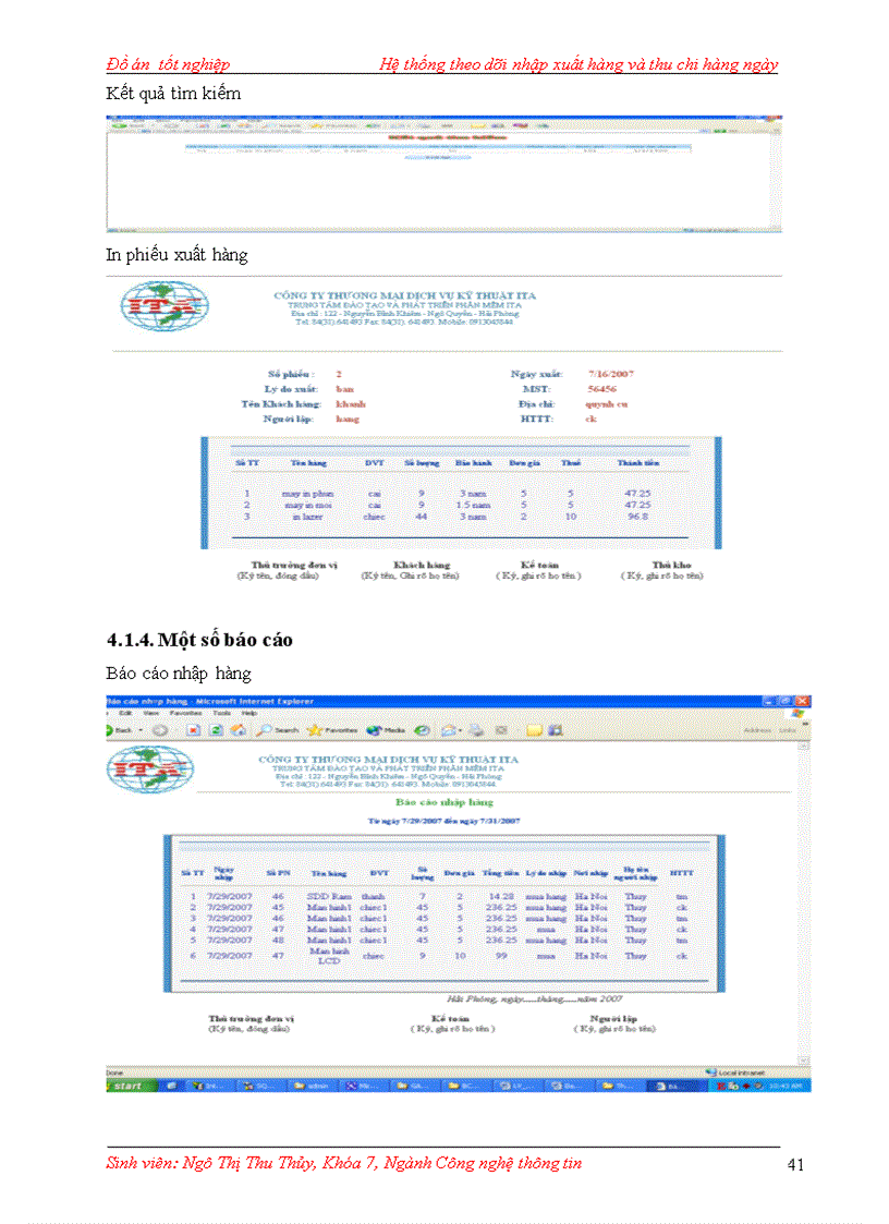 image for page Hệ thống theo dõi nhập xuất và thu chi tại công ty TNHH Thương Mại Kỹ Thuật Dịch Vụ ITA