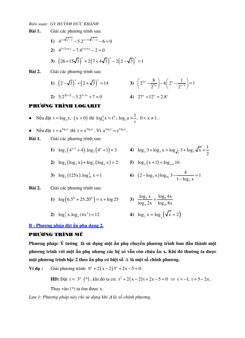 image for page Phương pháp giải phương trình mũ Logarit