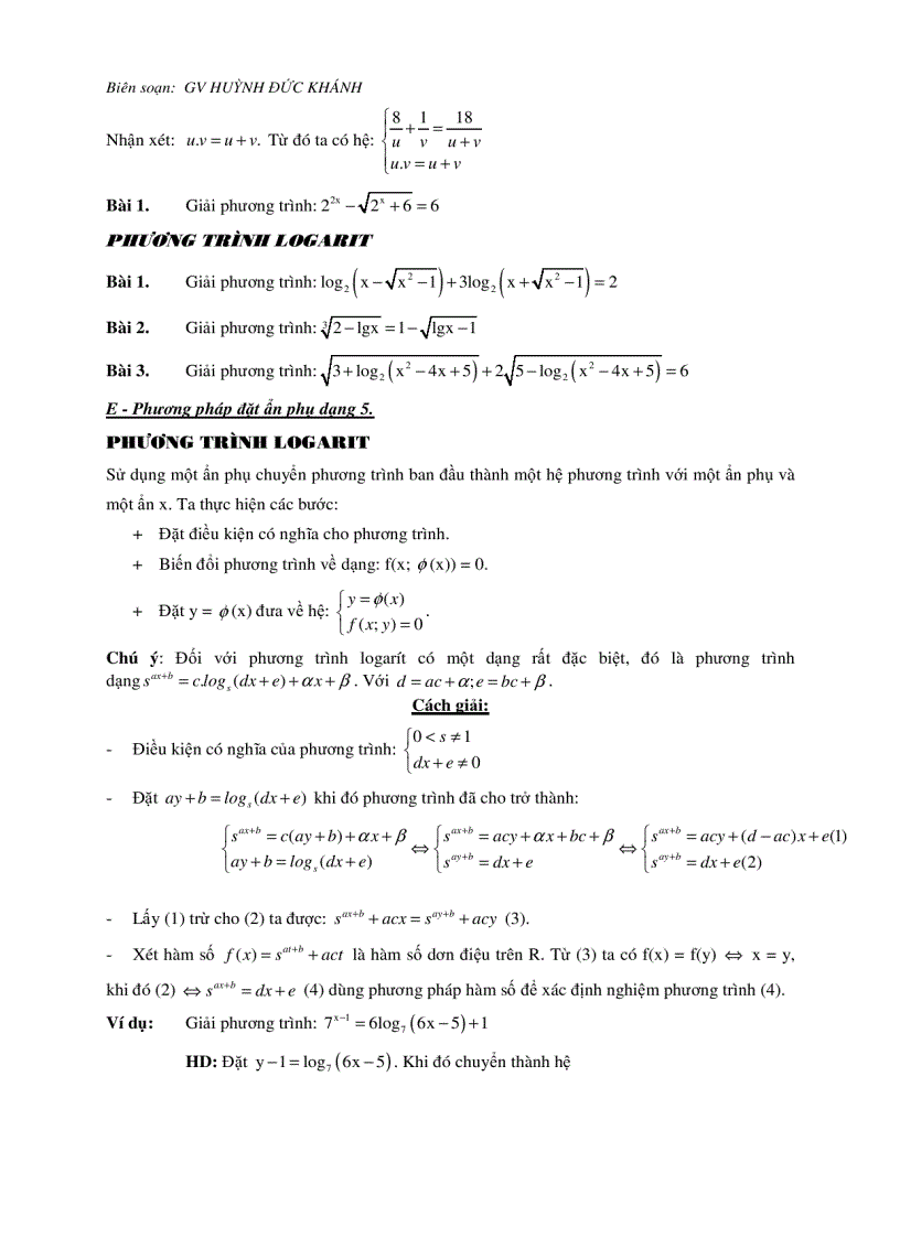 image for page Phương pháp giải phương trình mũ Logarit