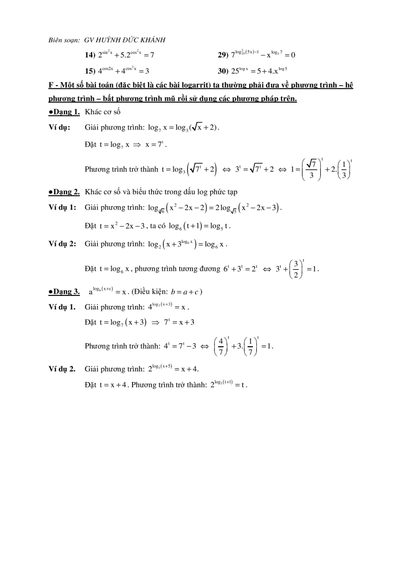 image for page Phương pháp giải phương trình mũ Logarit