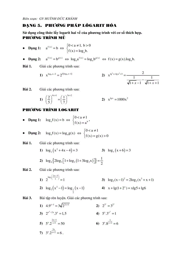 image for page Phương pháp giải phương trình mũ Logarit