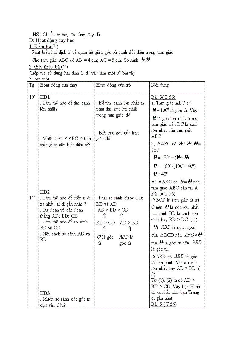 image for page Hình học Quan hệ giữa cạnh và góc đối diện trong một tam giác