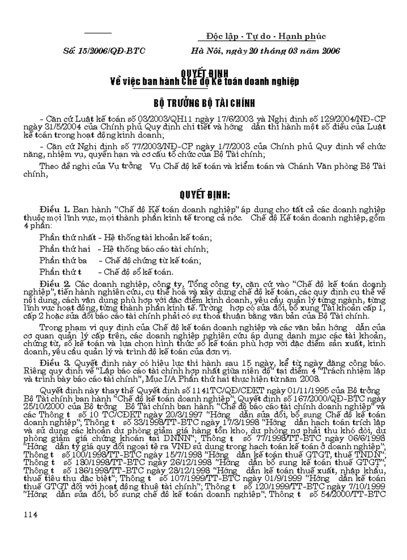 image for page Hệ thống tài khoản và sổ sách kế toán QD15 quyển 2