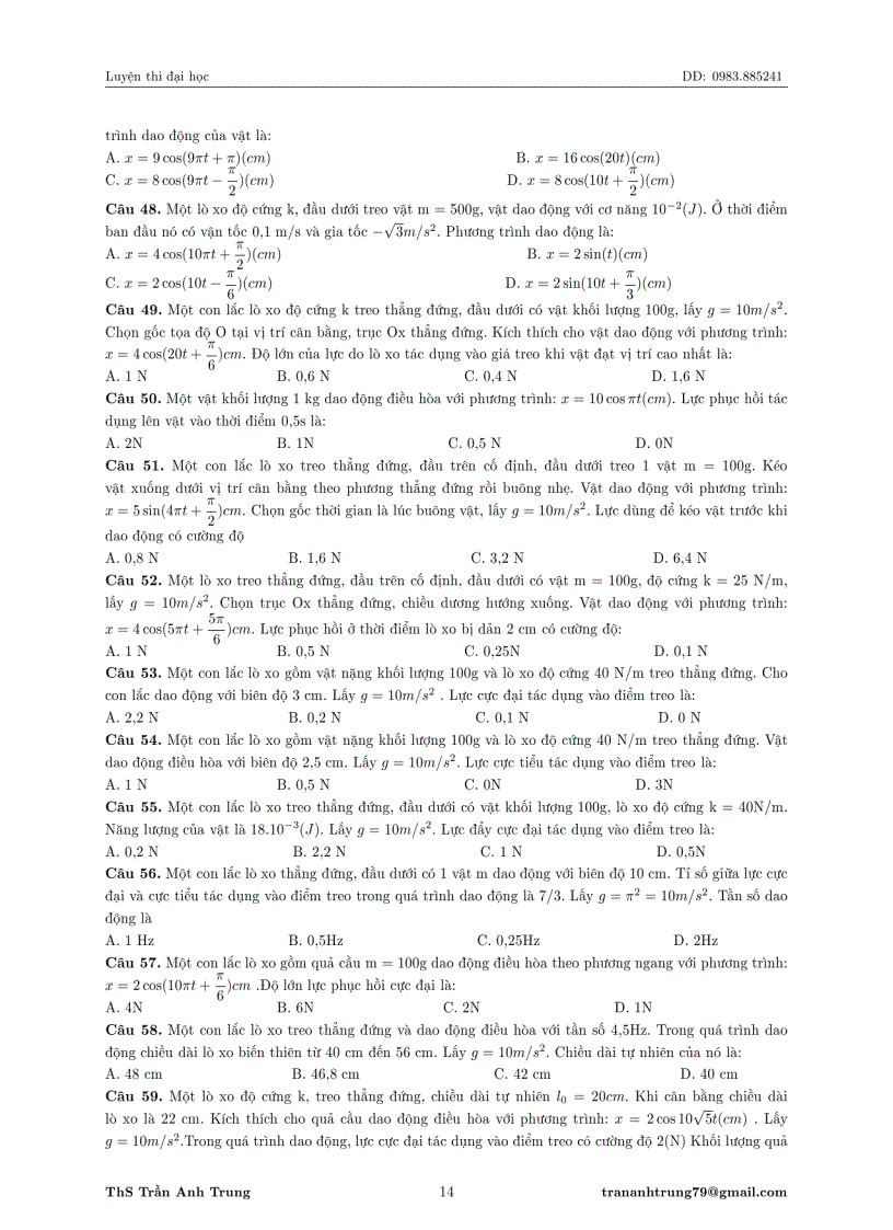 image for page Bài tập trắc nghiệm Vật Lý 12