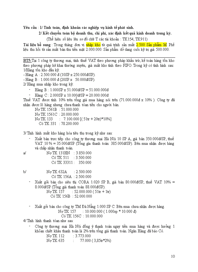 image for page Bài tập kèm bài giải kế toán tài chính