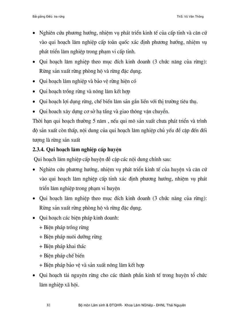 image for page Bài giảng điều tra quy hoạch rừng ThS Vũ Văn Thông