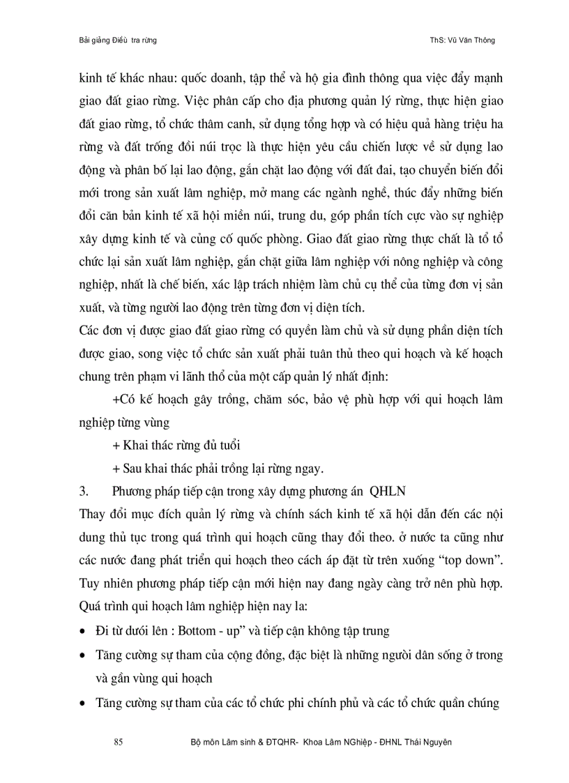 image for page Bài giảng điều tra quy hoạch rừng ThS Vũ Văn Thông