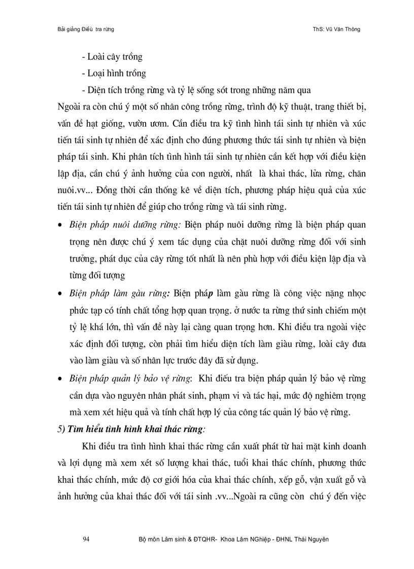 image for page Bài giảng điều tra quy hoạch rừng ThS Vũ Văn Thông