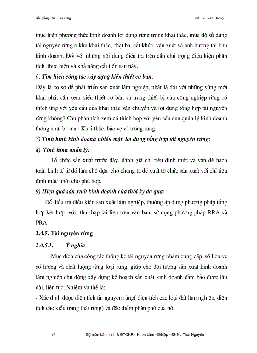 image for page Bài giảng điều tra quy hoạch rừng ThS Vũ Văn Thông