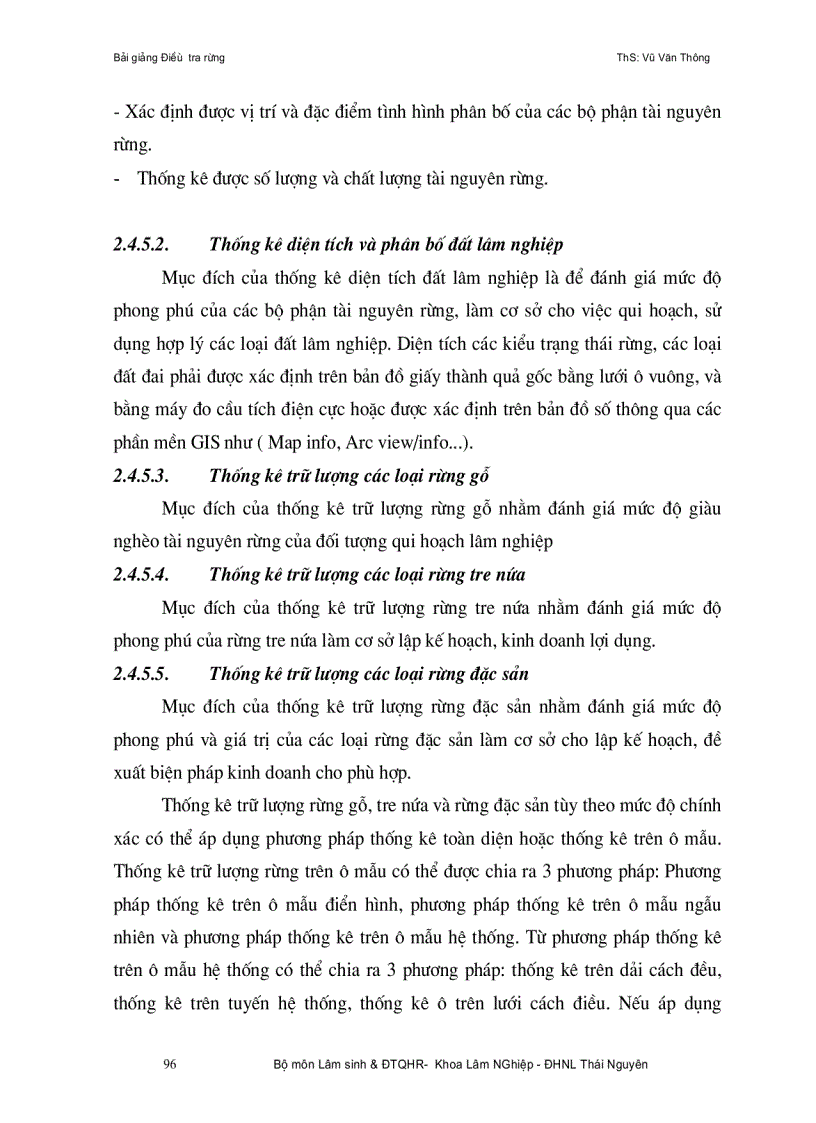 image for page Bài giảng điều tra quy hoạch rừng ThS Vũ Văn Thông