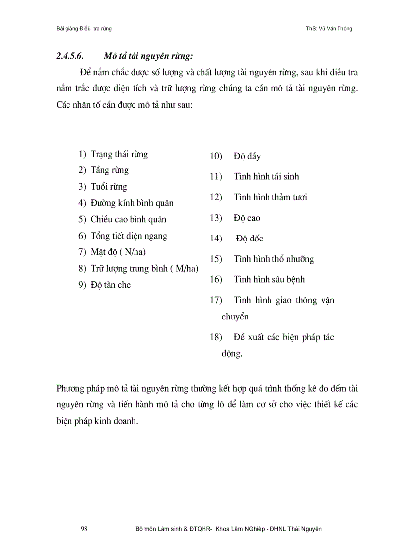 image for page Bài giảng điều tra quy hoạch rừng ThS Vũ Văn Thông