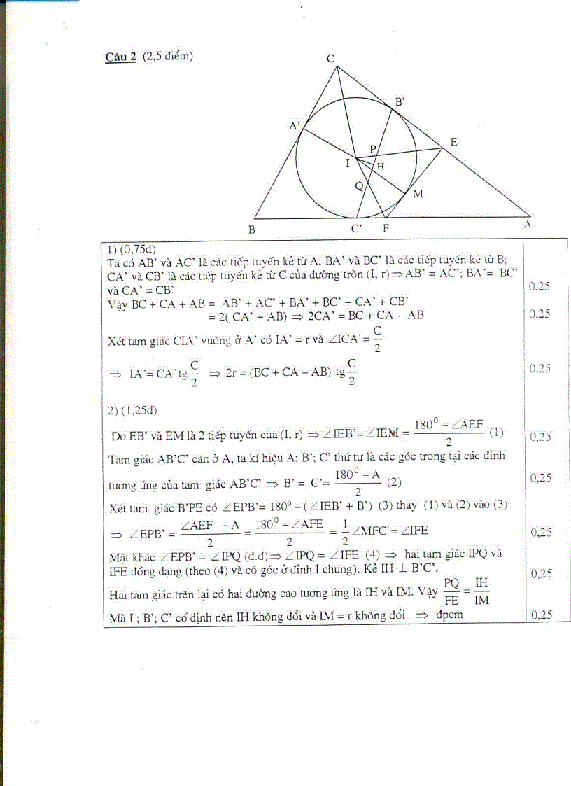 image for page Đáp án đề Toán chuyên tuyển sinh lớp 10 Chuyên Lê Hồng Phong Nam Định 2007