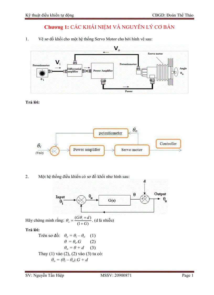 image for page Bài tập Chương 1 Kỹ thuật điều khiển tự động