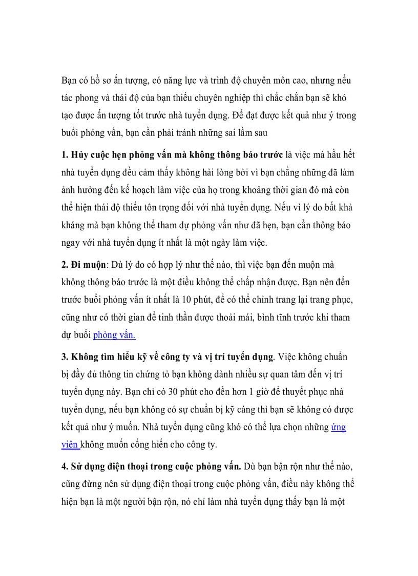 image for page 6 hành động khiến bạn mất điểm trước nhà tuyên dụng