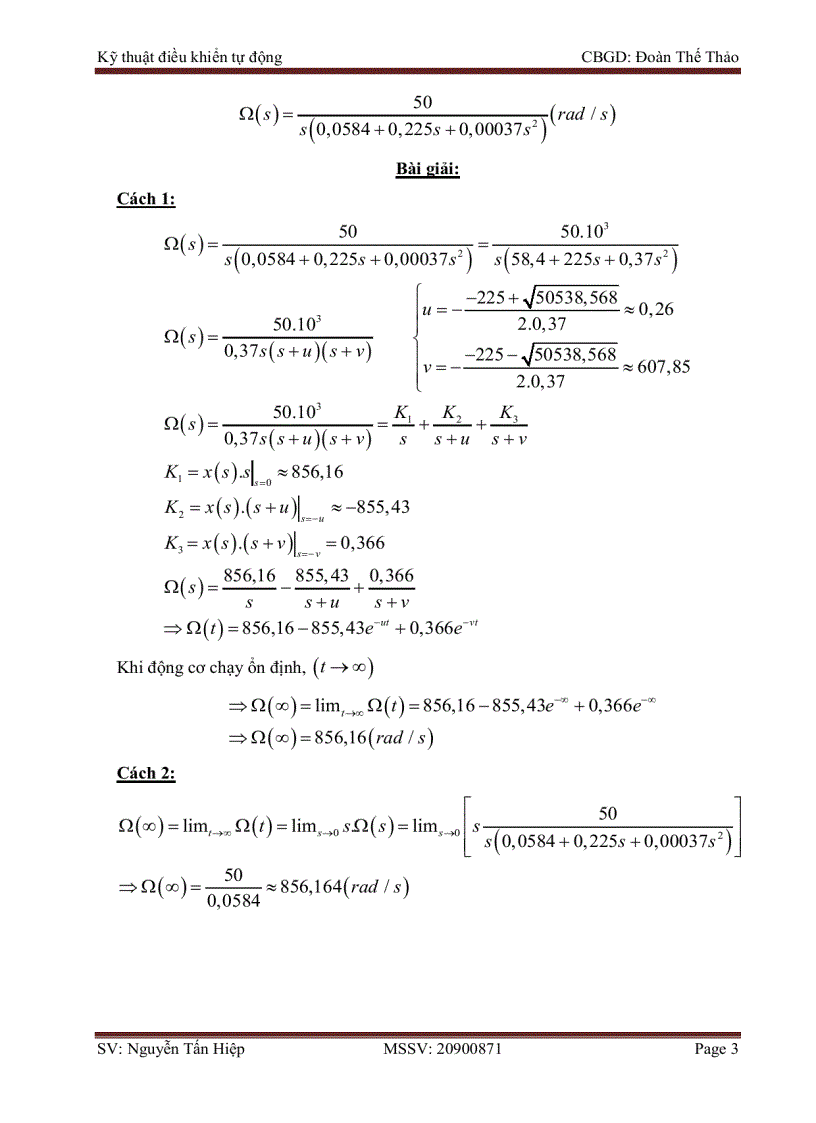 image for page Bài tập Chương 3 Kỹ thuật điều khiển tự động