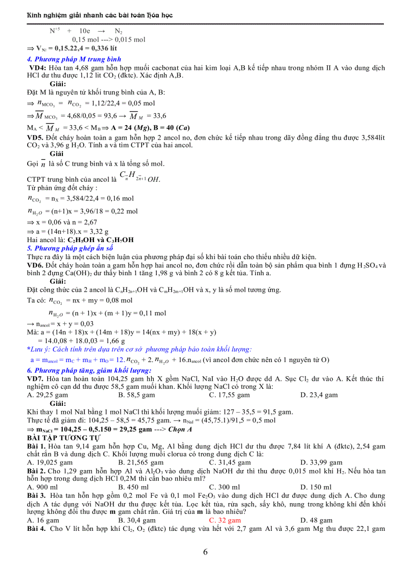 image for page Kinh nghiệm giải nhanh các bài tập hóa học