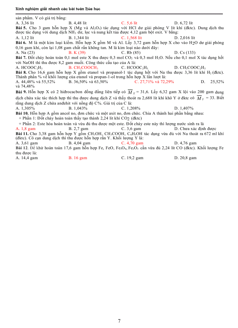 image for page Kinh nghiệm giải nhanh các bài tập hóa học