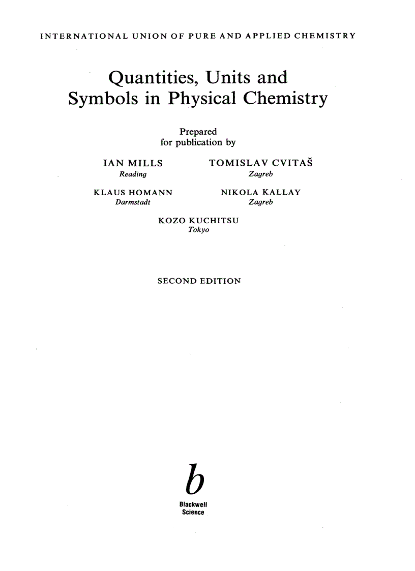 image for page Quantities Units and Symbols in Physical Chemistry
