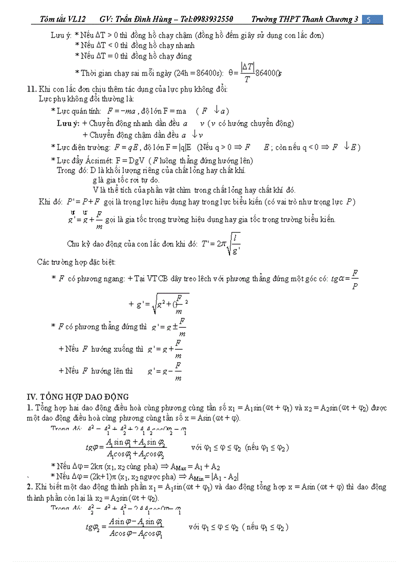 image for page Hệ thống toàn bộ kiến thức vật lý 12 Trần Đình Hùng