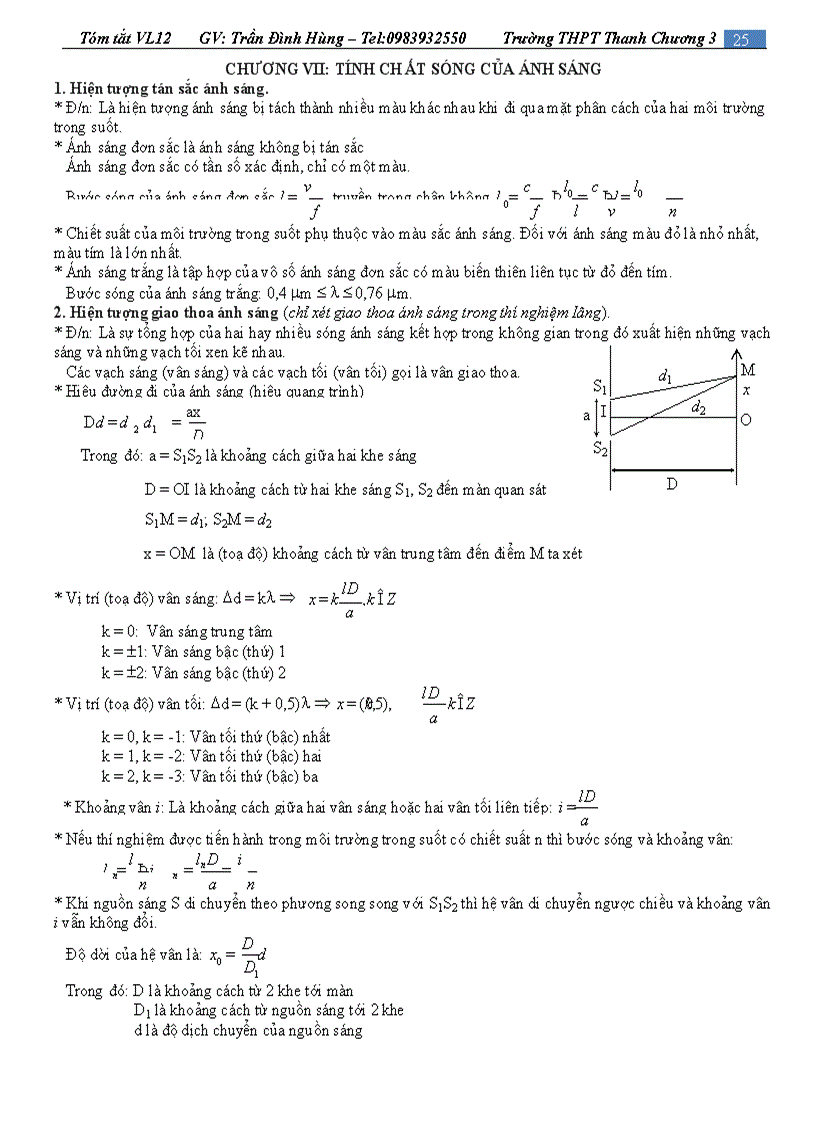 image for page Hệ thống toàn bộ kiến thức vật lý 12 Trần Đình Hùng