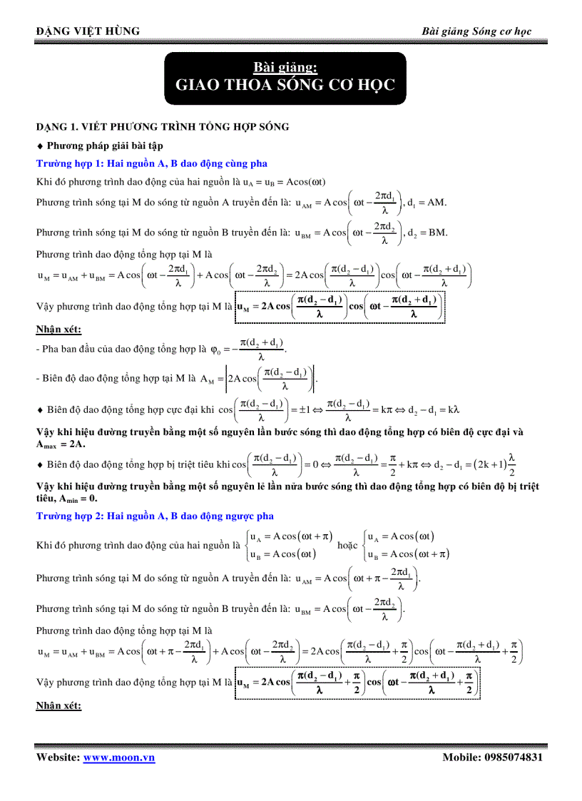 image for page Bài giảng giao thoa sóng cơ học vât lý 12