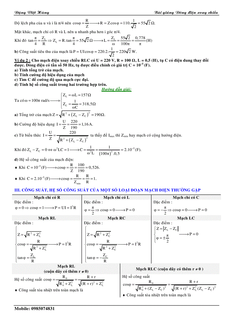image for page Bài giảng 4 Công suất mạch điện xoay chiều