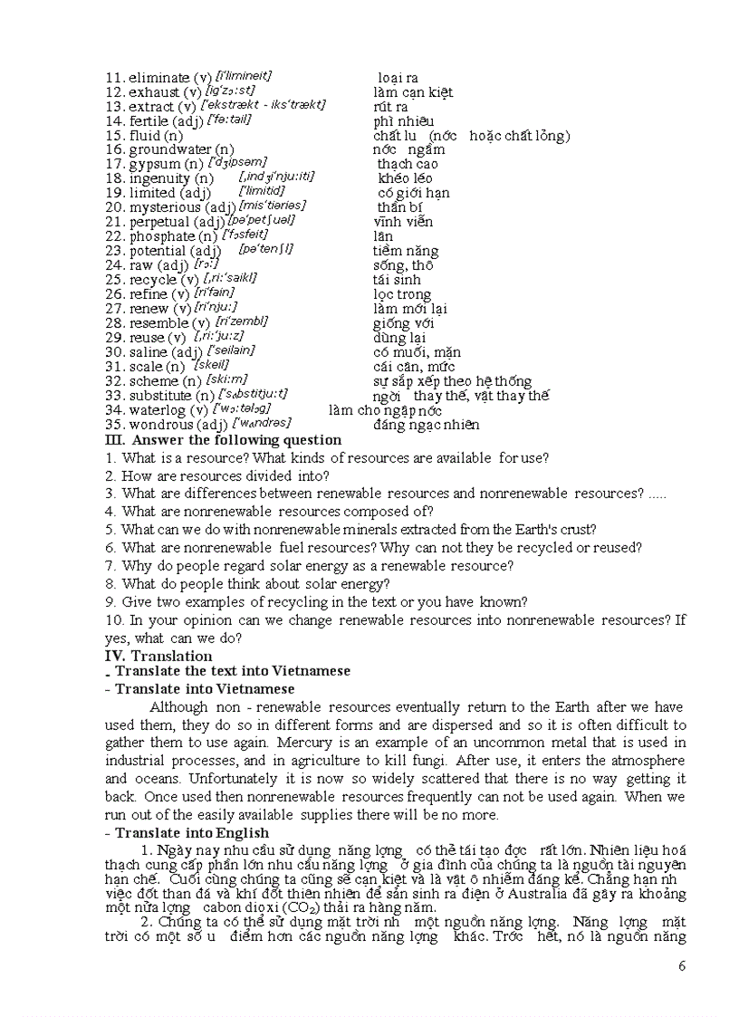 image for page Tiếng Anh chuyên ngành Tài nguyên và Môi trường