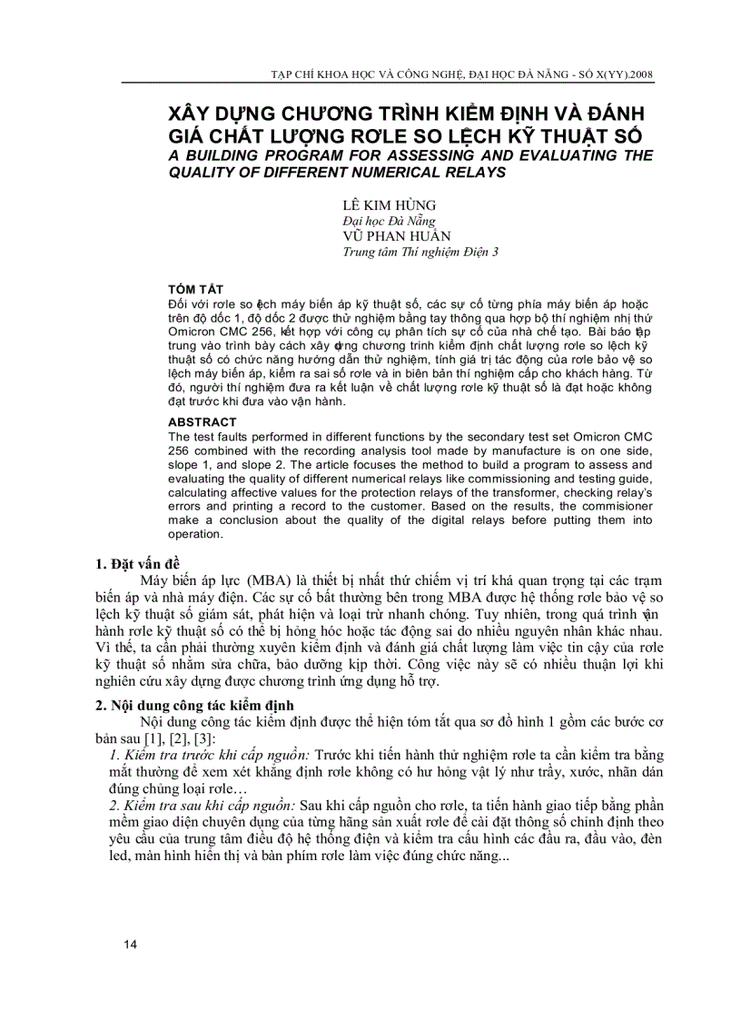image for page Báo cáo nghiên cứu khoa học XÂY DỰNG CHƯƠNG TRÌNH KIỂM ĐỊNH VÀ ĐÁNH GIÁ CHẤT LƯỢNG RƠLE SO LỆCH KỸ THUẬT SỐ
