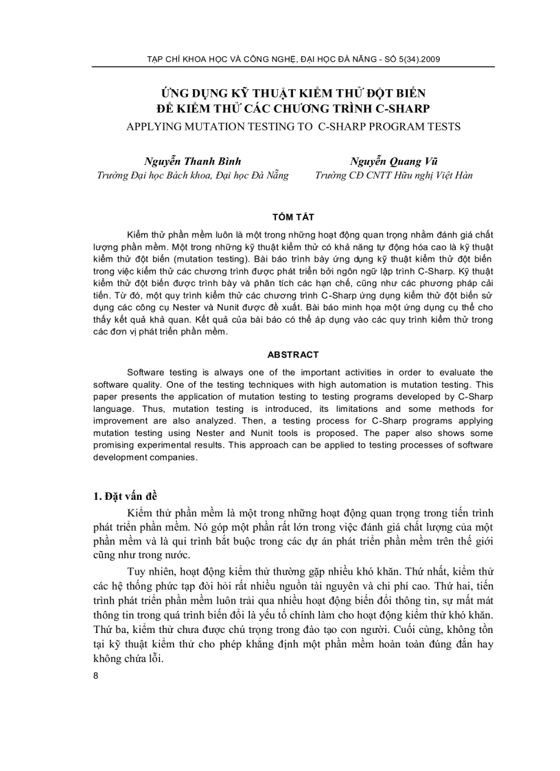 image for page Báo cáo khoa học ỨNG DỤNG KỸ THUẬT KIỂM THỬ ĐỘT BIẾN ĐỂ KIỂM THỬ CÁC CHƯƠNG TRÌNH C SHARP