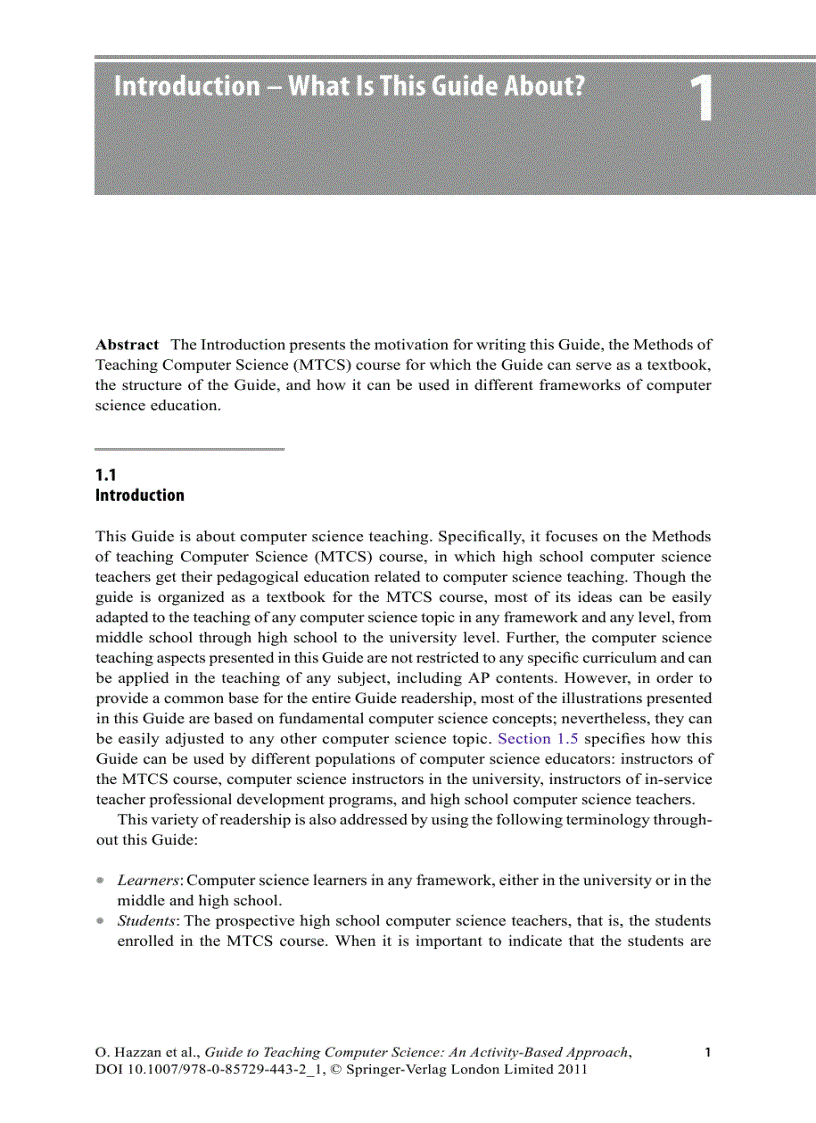 image for page Guide to Teaching Computer Science An Activity Based Approach