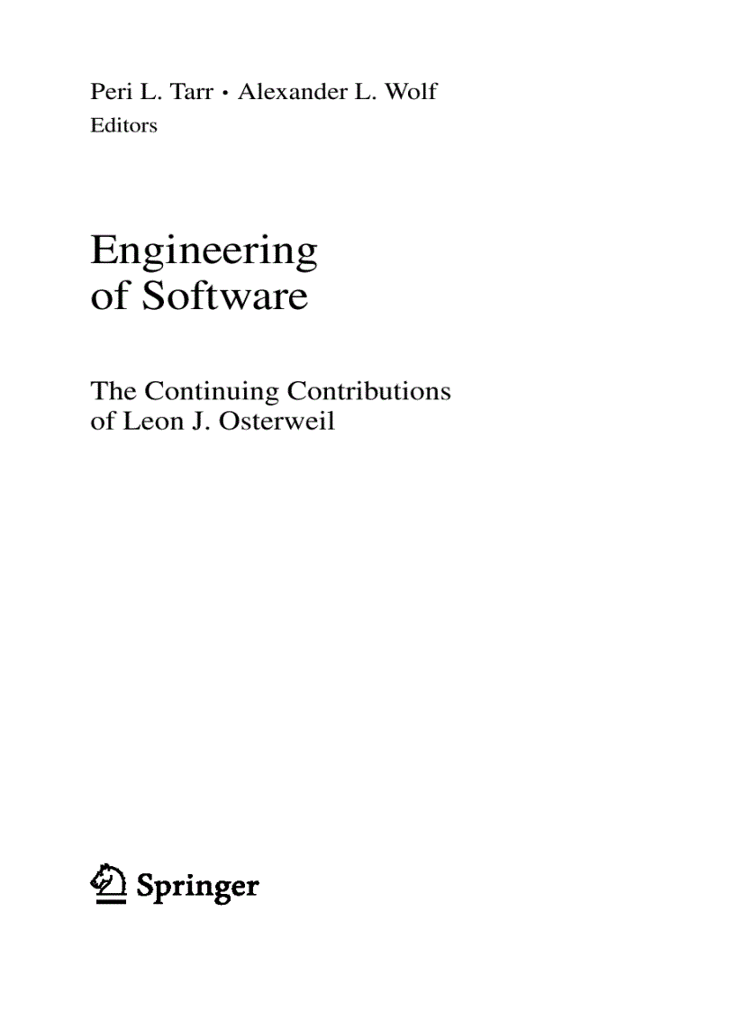 image for page Engineering of Software The Continuing Contributions of Leon J Osterweil