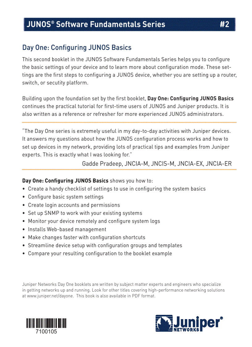 DayOne Configuring JUNOS Basics