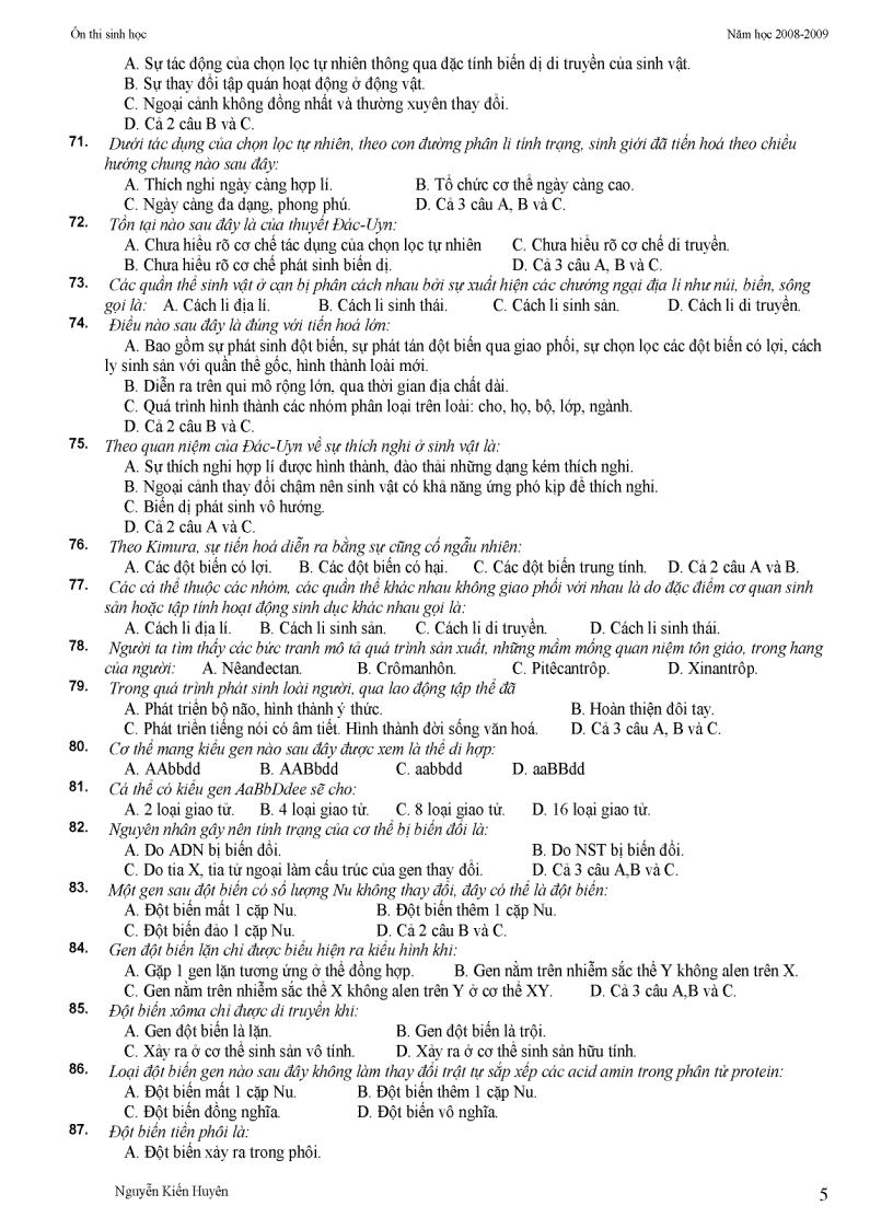 image for page 300 câu hỏi trắc nghiệm môn Sinh học lớp 12