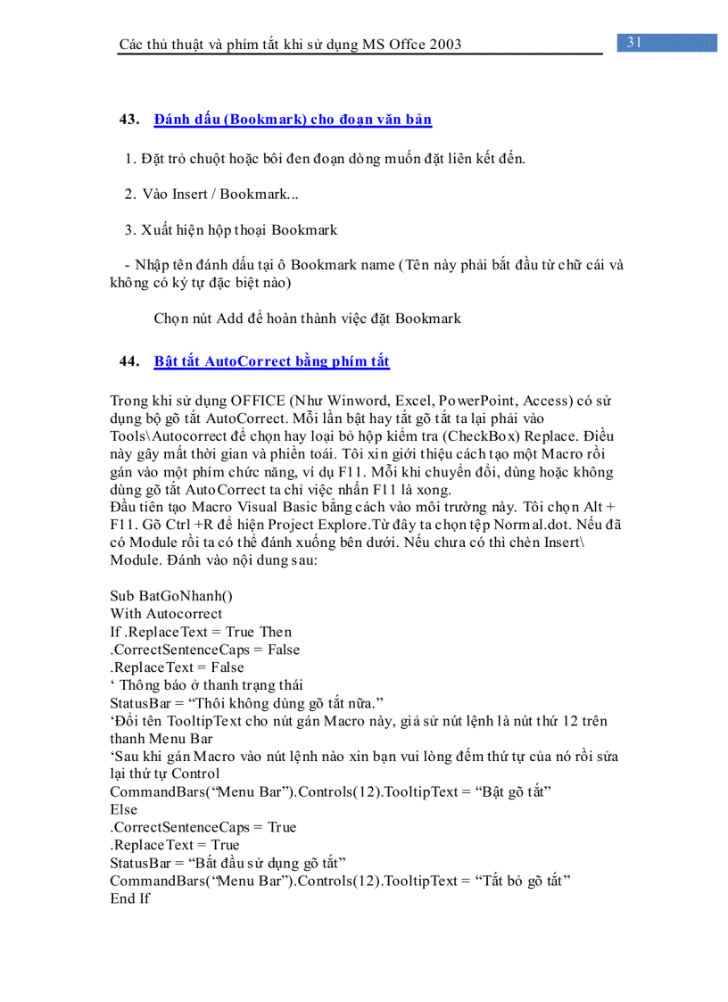 image for page Các thủ thuật khi sử dụng Microsoft Office