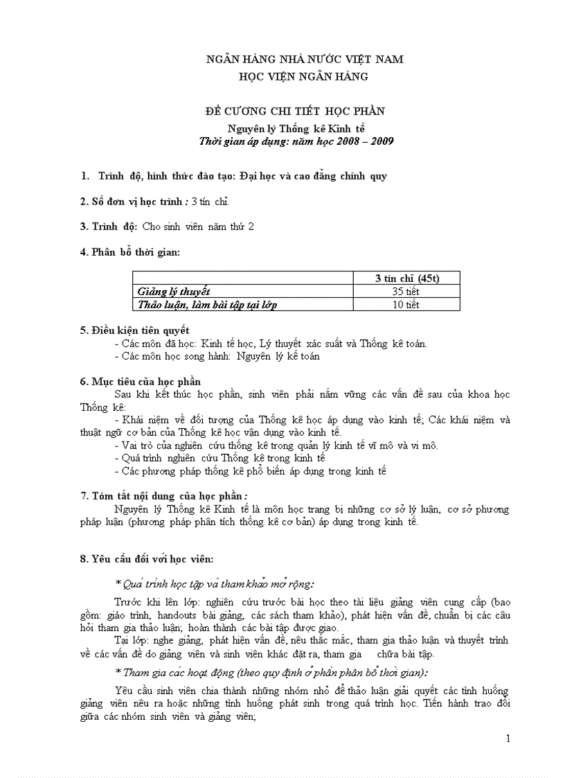 image for page ĐỀ CƯƠNG CHI TIẾT HỌC PHẦN Nguyên lý Thống kê Kinh tế