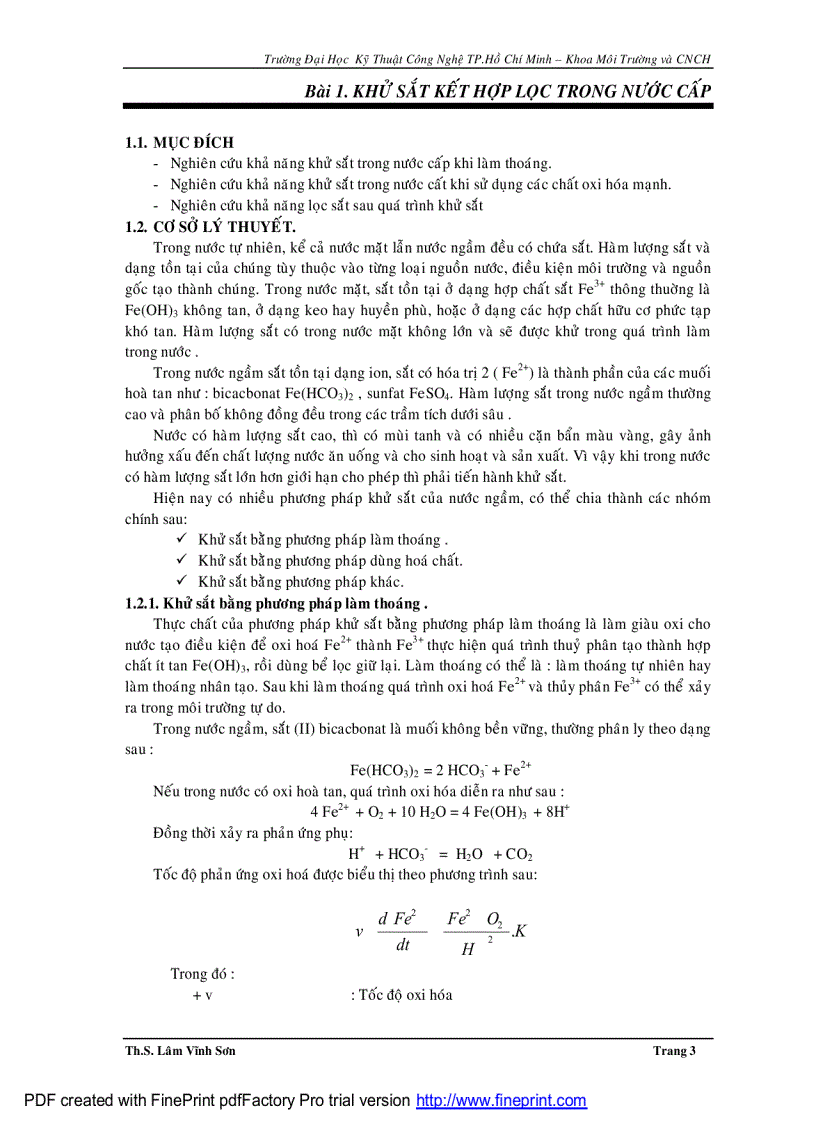 image for page Giáo trình thực hành xử lý nước thải