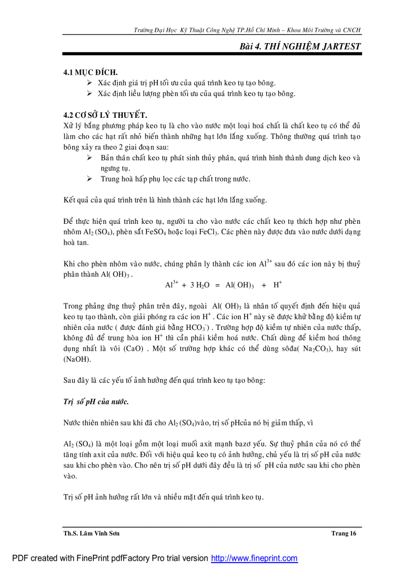 image for page Giáo trình thực hành xử lý nước thải