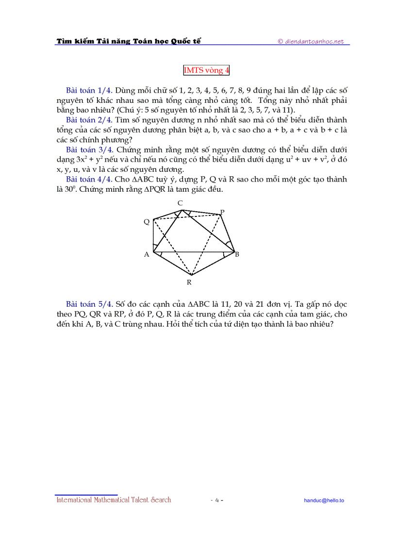 Đề Thi Tìm Kiếm Tài Năng Toán Học Quốc Tế