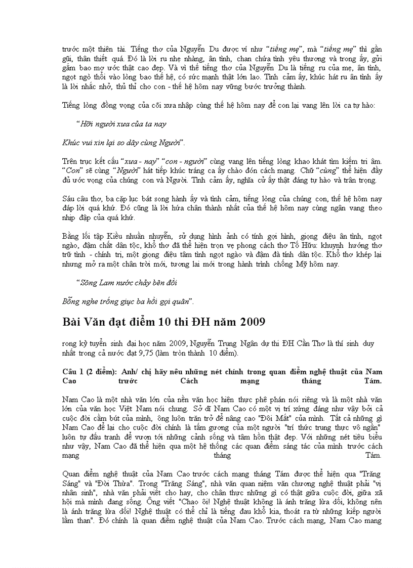 image for page Hai bài văn đạt điểm 10 đại học