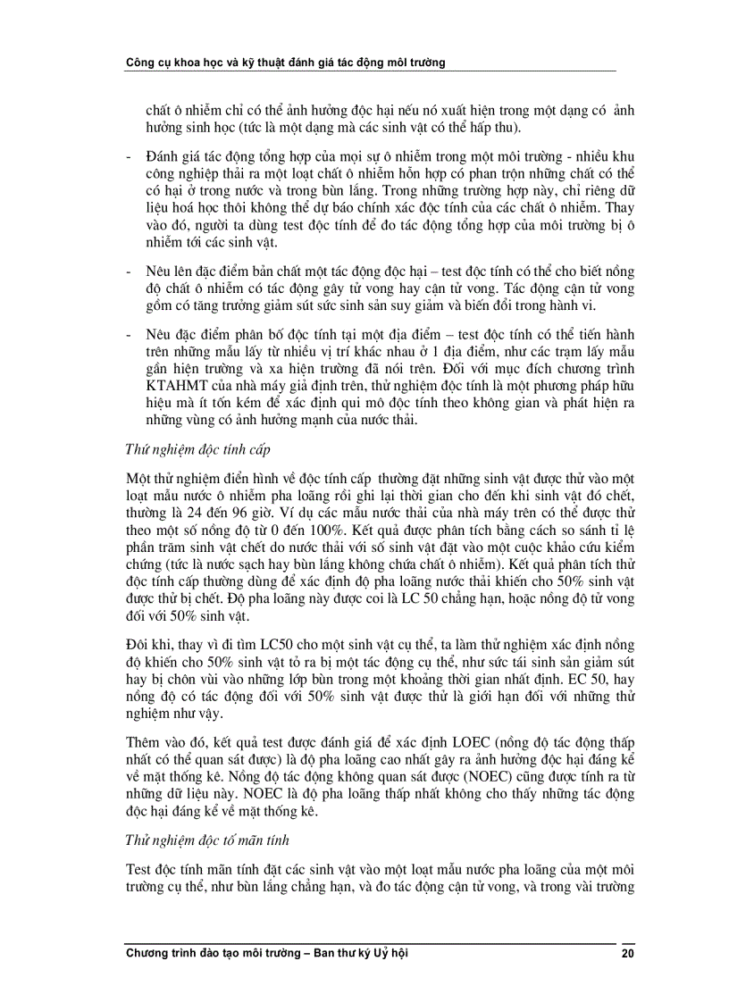image for page Công cụ khoa học và kỹ thuật đánh giá tác động môi trường Khoá học E