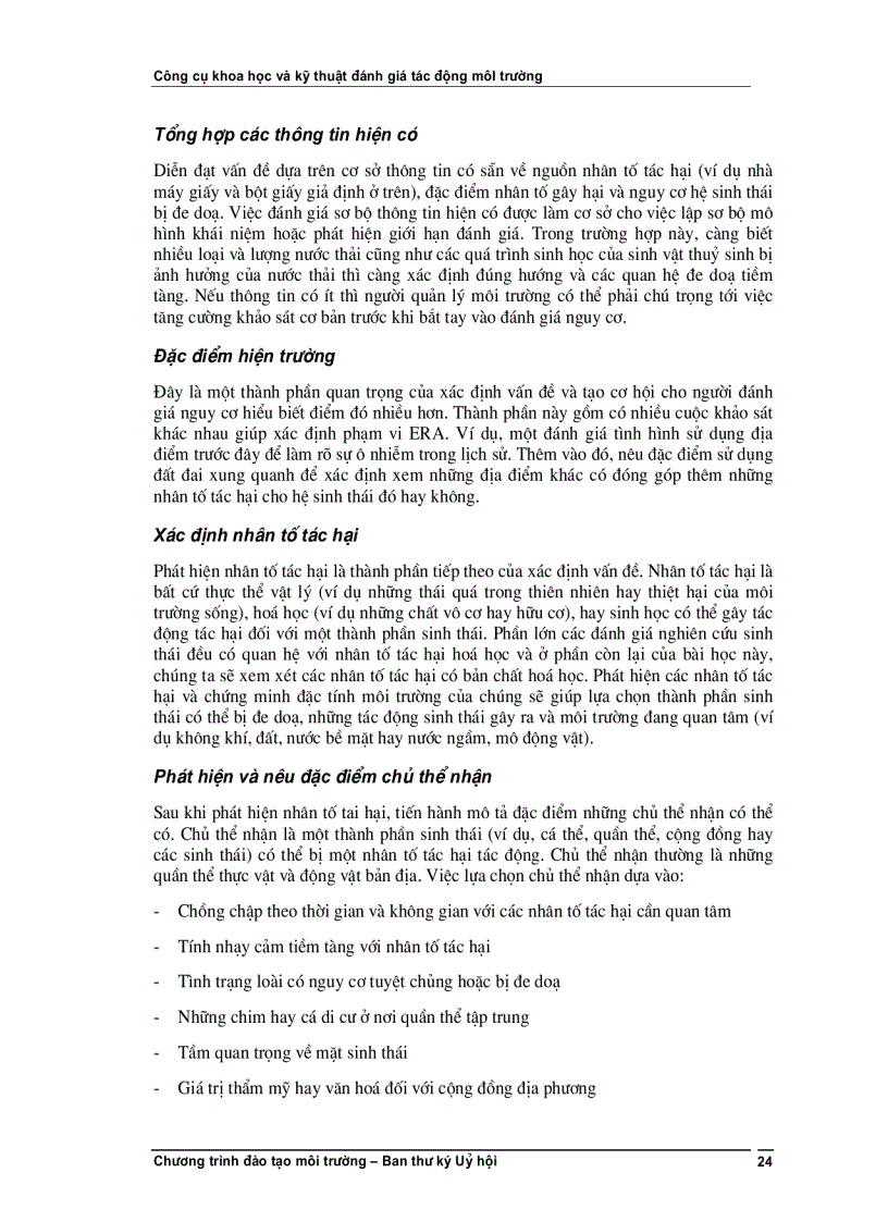 image for page Công cụ khoa học và kỹ thuật đánh giá tác động môi trường Khoá học E