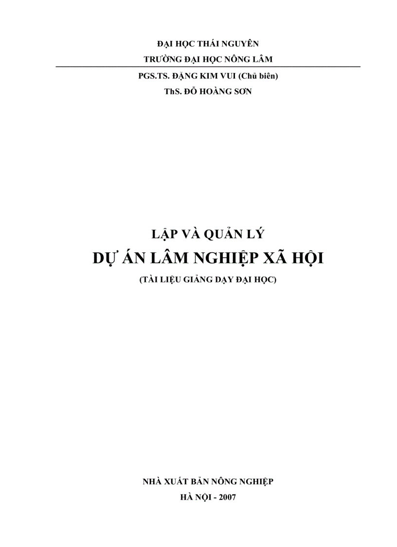 image for page Giáo trình Lập và quản lý dự án lâm nghiệp xã hội