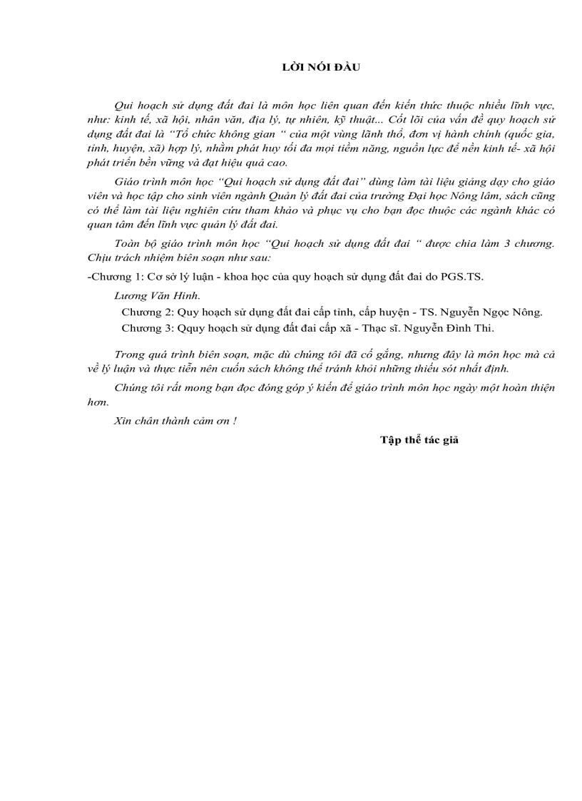 image for page Giáo trình Quy hoạch sử dụng đất đai của PGS TS Lương Văn Hinh